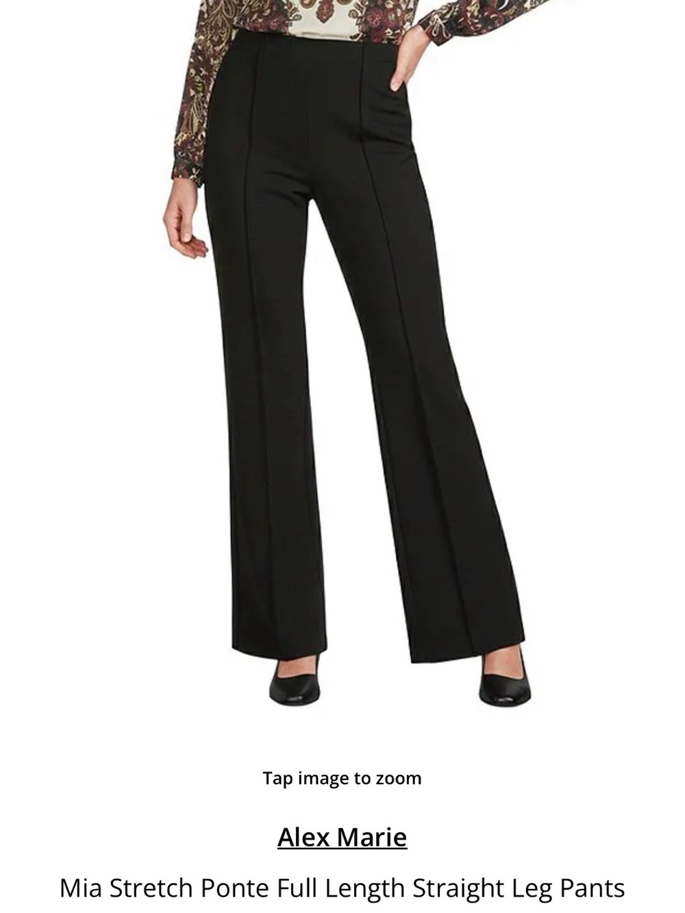 Alex Marie Black Mia Stretch Ponte Full Length Straight Leg Pants
